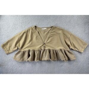 We The Free People Dallas Henley Top‎ Womens Small Frayed Hem in Native Land